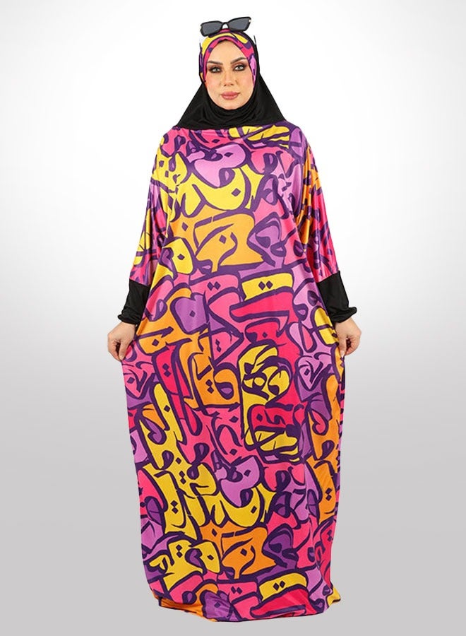 زمرد ثوب صلاة چيرسيه كويتي- مطبوع عملي مع غطاء الرأس  - Image 1