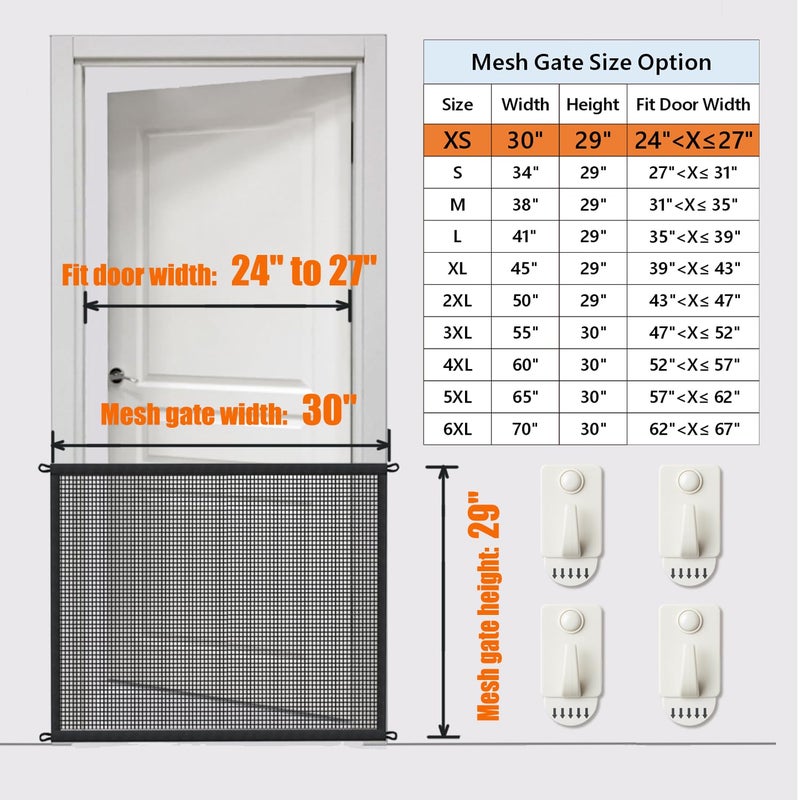 Cupount Dog Gate for Stairs Pet Gates for The House: Dog Gate Indoor Dogs Screen Mesh Gate for Doorways Stairways 29 inches Tall, 30 inch Wide, Fits Openings 24'' to 27'' Wide - Image 3