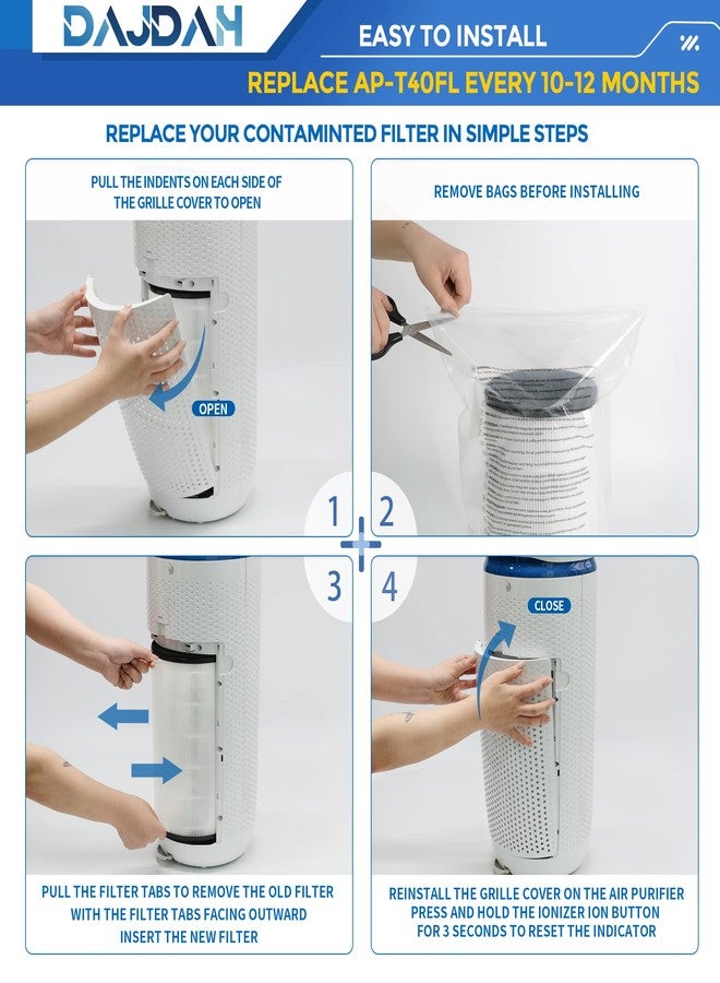 DAJDAH AP-T45 AP-T40FL Replacement Filter Compatible with Homedics Air Purifier Filter Replacement 1461901 for Homedics Total Clean 5 in 1 Air Purifier AP-T40 AP-T40WT AP-T43-WT AP-T45-BK AP-T45-WT, 1-Pack - Image 4