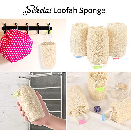 wokelai Natural Loofah Sponge - Exfoliating Body Scrubber for Shower Scrubbing, Organic Luffa Sponges, Egyptian Real Loofa, Bath Shower Puff for Bathing, Spa, Massaging Daily Skin Cleansing Care - Image 5