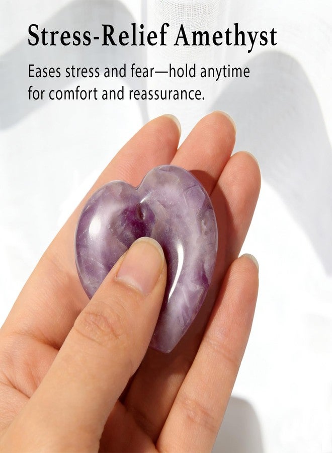 Taxhtext Anxiety Support Gift for Women - Amethyst Crystal Worry Stone, Stress Relief Thumb Stone, Thinking of You Comfort Gift, Inspirational Keepsake for Friends Family & Loved Ones (Amethyst) - Image 2