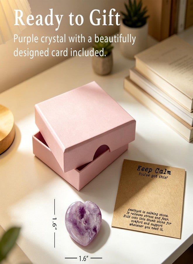 Taxhtext Anxiety Support Gift for Women - Amethyst Crystal Worry Stone, Stress Relief Thumb Stone, Thinking of You Comfort Gift, Inspirational Keepsake for Friends Family & Loved Ones (Amethyst) - Image 4