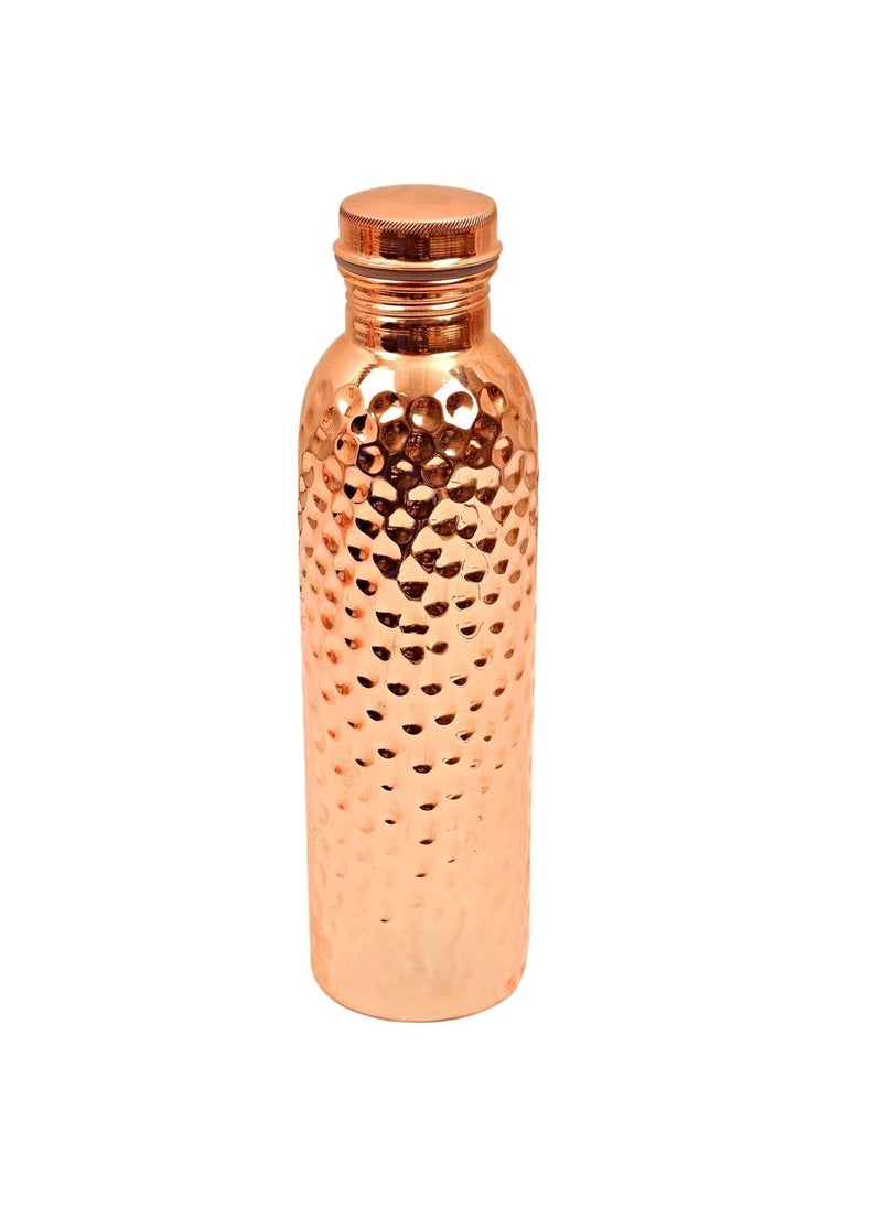GUNENDRA Handicrafts Pure Copper Water Bottle 1000ml with Hammered Shine Finish Design Advanced Leak Protection Durable Rust Proof Tamba Bottle for Drinking Office Carrying Bottles