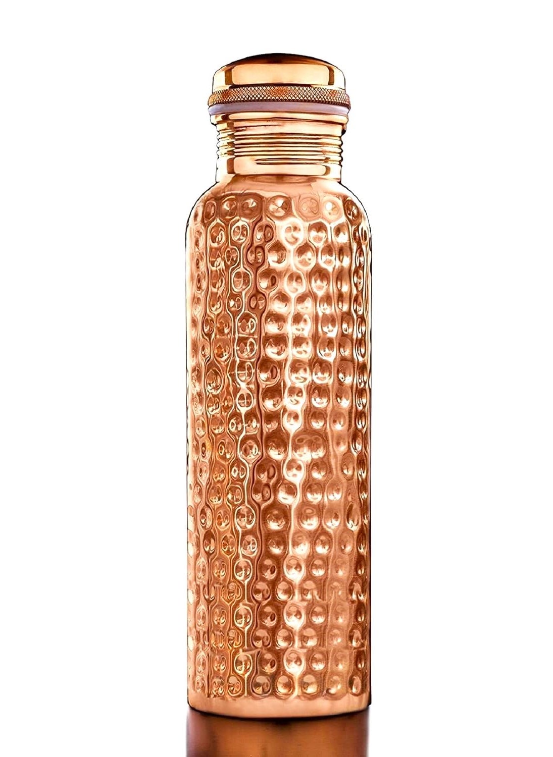 GUNENDRA Handicrafts Pure Copper Water Bottle 1000ml with Hammered Shine Finish Design Advanced Leak Protection Durable Rust Proof Tamba Bottle for Drinking Office Carrying Bottles