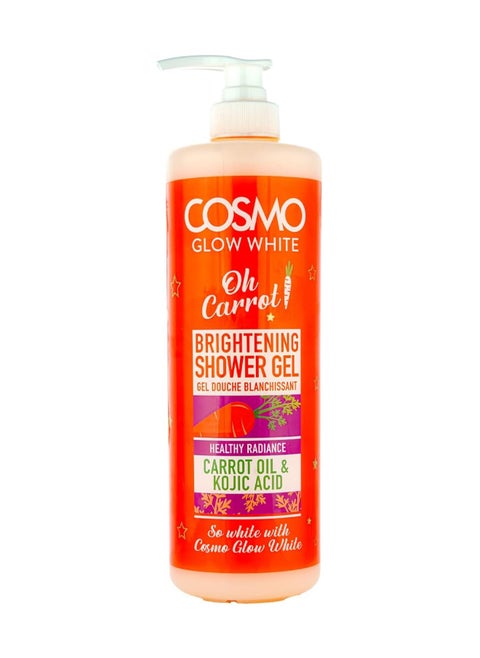 Cosmo Glow White Brightening Shower Gel 1000ml Carrot Oil & Kojic Acid Healthy Radiance Help Reduce the Appearance of Brown Spots Gently Cleanses