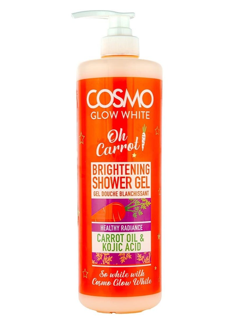COSMO Cosmo Glow White Brightening Shower Gel 1000ml Carrot Oil & Kojic Acid Healthy Radiance Help Reduce the Appearance of Brown Spots Gently Cleanses  - Image 1