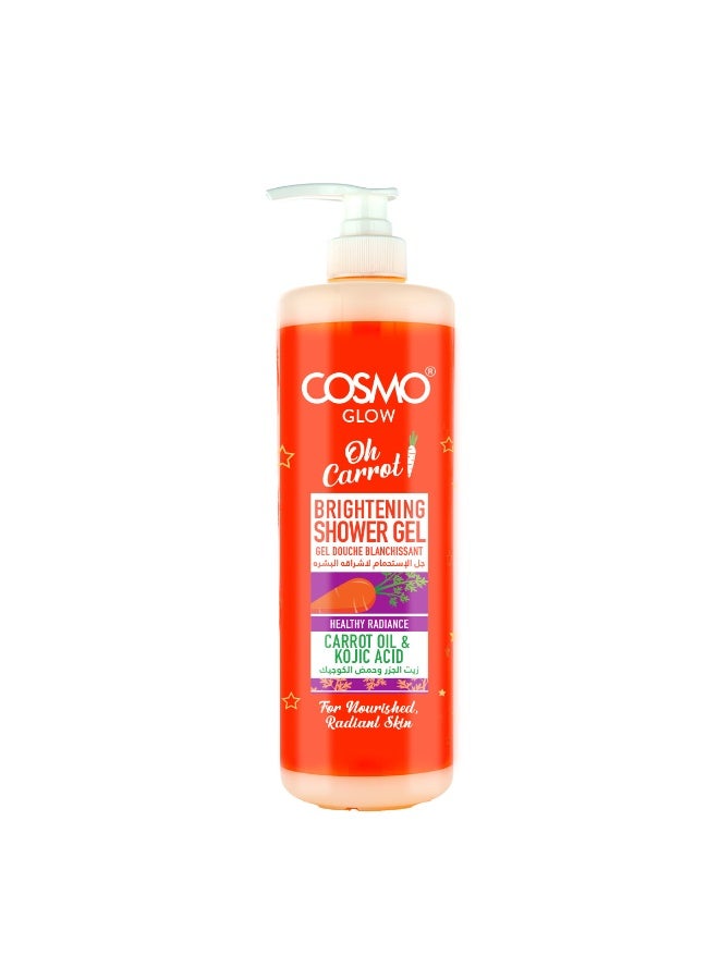 Cosmo Glow White Brightening Shower Gel 1000ml, Carrot Oil & Kojic Acid, Healthy Radiance, Help Reduce the Appearance of Brown Spots, Gently Cleanses