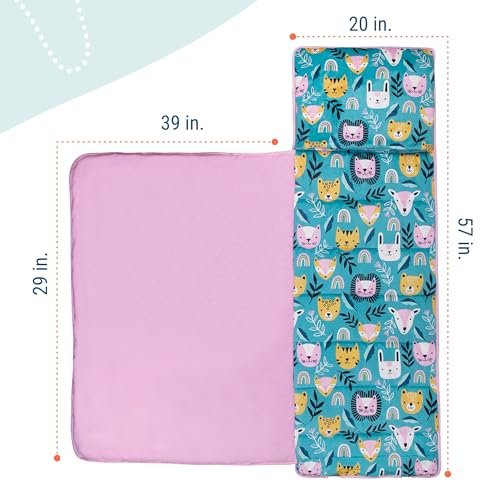 Wildkin Kids Plush Nap Mat – Soft, Cozy, Convenient for Daycare & Preschool – Party Animal - Image 5