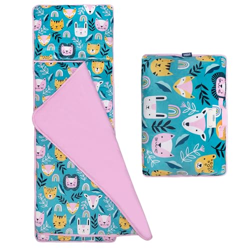 Wildkin Kids Plush Nap Mat – Soft, Cozy, Convenient for Daycare & Preschool – Party Animal - Image 1
