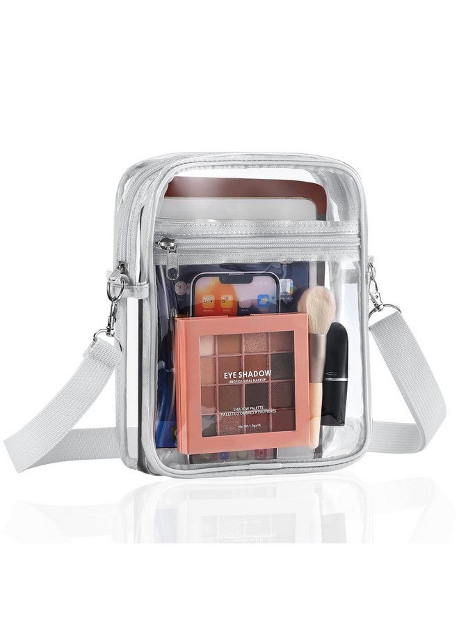 موكو حقيبة MoKo الشفافة المعتمدة من Stadium للنساء، حقيبة كروس بودي بحزام قابل للتعديل وحقائب كتف للحفلات الموسيقية والمهرجانات والأحداث الرياضية، رمادية وشفافة - Image 1