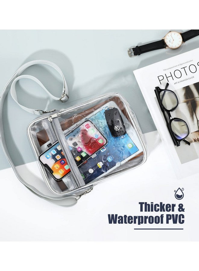 موكو حقيبة MoKo الشفافة المعتمدة من Stadium للنساء، حقيبة كروس بودي بحزام قابل للتعديل وحقائب كتف للحفلات الموسيقية والمهرجانات والأحداث الرياضية، رمادية وشفافة - Image 2