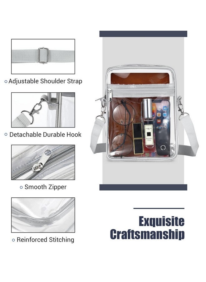 موكو حقيبة MoKo الشفافة المعتمدة من Stadium للنساء، حقيبة كروس بودي بحزام قابل للتعديل وحقائب كتف للحفلات الموسيقية والمهرجانات والأحداث الرياضية، رمادية وشفافة - Image 4