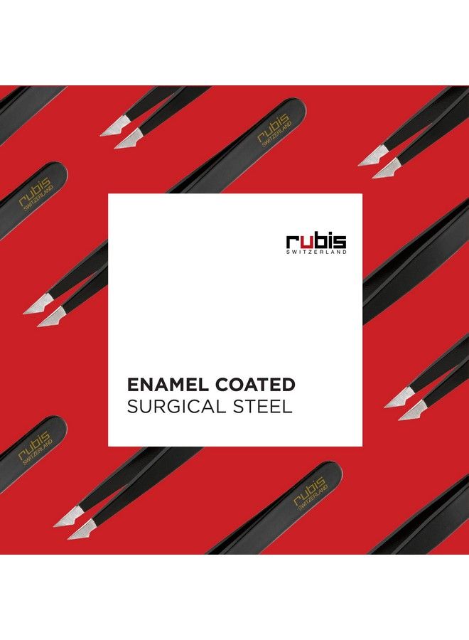 Rubis ملقط ستانلس ستيل إيفولوشن بنقاط مدببة/مائلة لإزالة الشعر والحواجب بدقة مصنوع في سويسرا باللون الأسود - Image 4