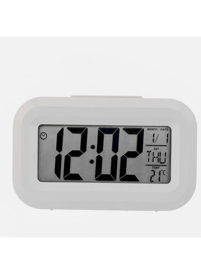 LCD Digital Table Clock, with Temperature and Date Display, Electronic Alarm Clock Perfect for Office or Bedroom Use.Equipped with Alarm Function to Help You Wake Up in Time,Multi Colors.(White) - Image 1