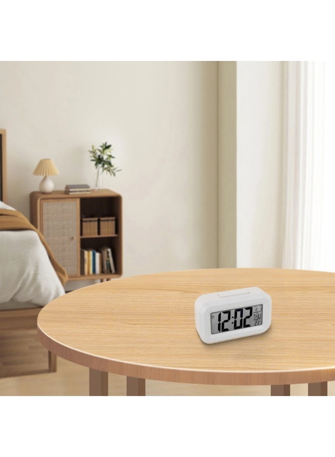 LCD Digital Table Clock, with Temperature and Date Display, Electronic Alarm Clock Perfect for Office or Bedroom Use.Equipped with Alarm Function to Help You Wake Up in Time,Multi Colors.(White) - Image 3