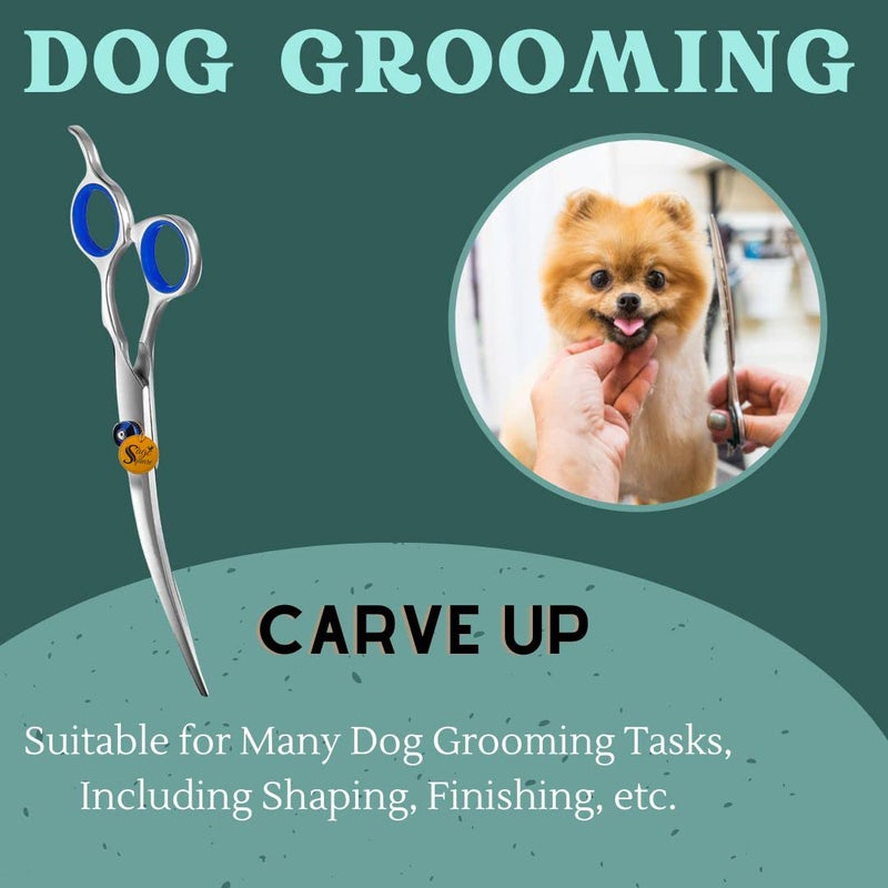 Sage Square Dog Grooming Up Curved Scissor, Heavy Duty, Titanium, Curved, Easy to use, Perfect Grip, Adjustable Screw, Beautiful, Polished, Shiny, Perfect for Dog & Cat Grooming (15cm) - Image 2