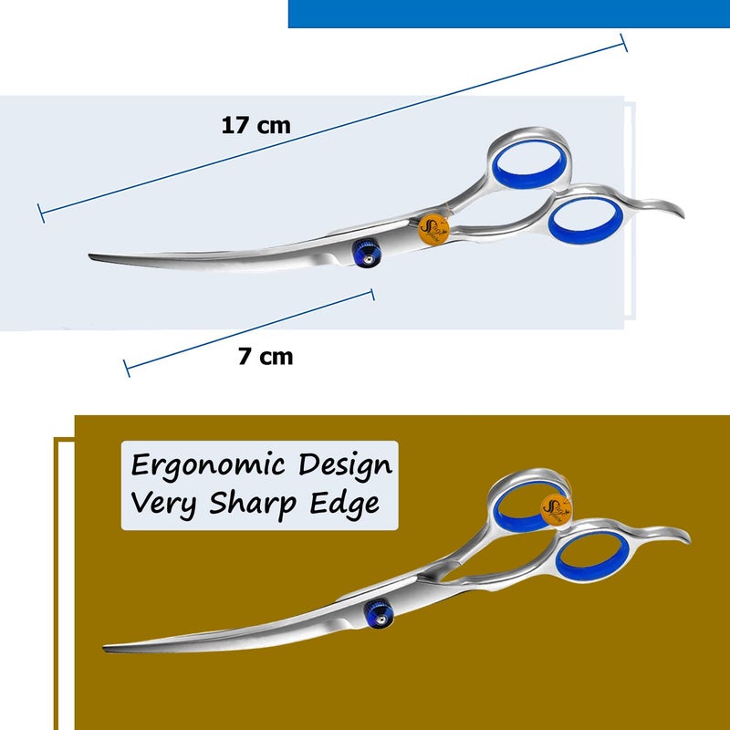 Sage Square Dog Grooming Up Curved Scissor, Heavy Duty, Titanium, Curved, Easy to use, Perfect Grip, Adjustable Screw, Beautiful, Polished, Shiny, Perfect for Dog & Cat Grooming (15cm) - Image 5