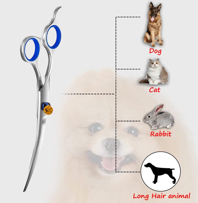 Sage Square Dog Grooming Up Curved Scissor, Heavy Duty, Titanium, Curved, Easy to use, Perfect Grip, Adjustable Screw, Beautiful, Polished, Shiny, Perfect for Dog & Cat Grooming (15cm) - Image 4