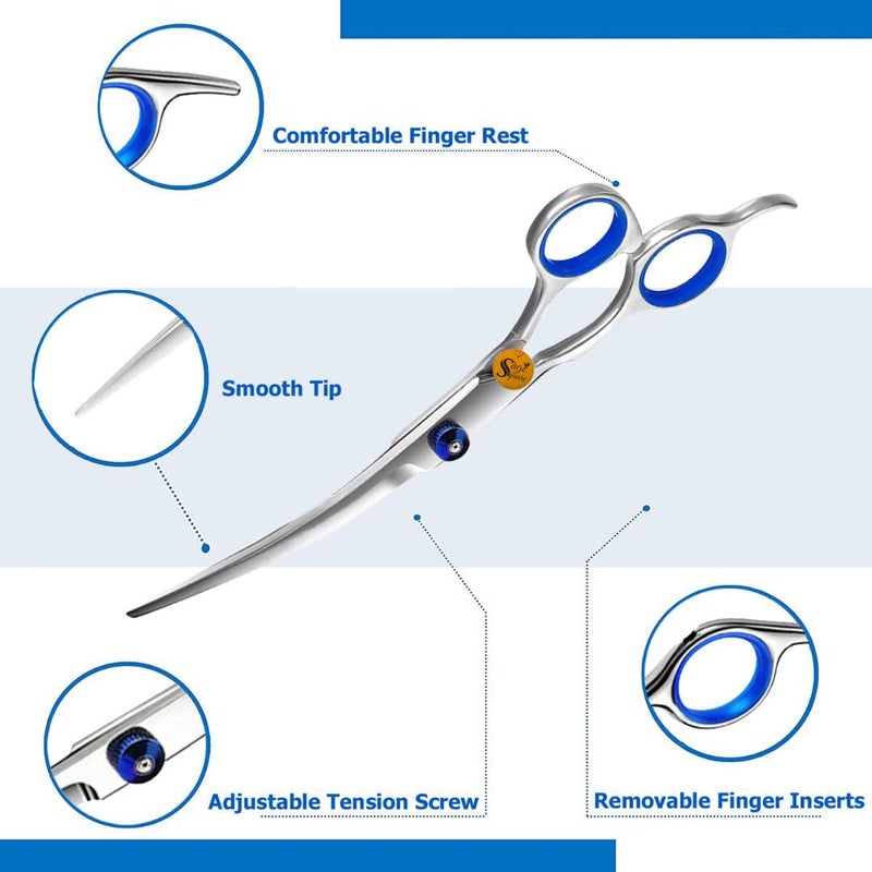 Sage Square Dog Grooming Up Curved Scissor, Heavy Duty, Titanium, Curved, Easy to use, Perfect Grip, Adjustable Screw, Beautiful, Polished, Shiny, Perfect for Dog & Cat Grooming (15cm) - Image 3