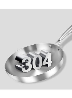 OLUDENIZ 304 Stainless Steel Frying Pan - 26cm Uncoated Steak & Omelet Pan for Induction and Gas Stoves  - Image 2
