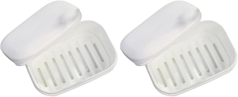 White Plastic Soap Holder and Storage Box Set with Sealed Lid for Bathroom - Image 1