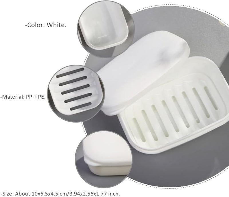 White Plastic Soap Holder and Storage Box Set with Sealed Lid for Bathroom - Image 5