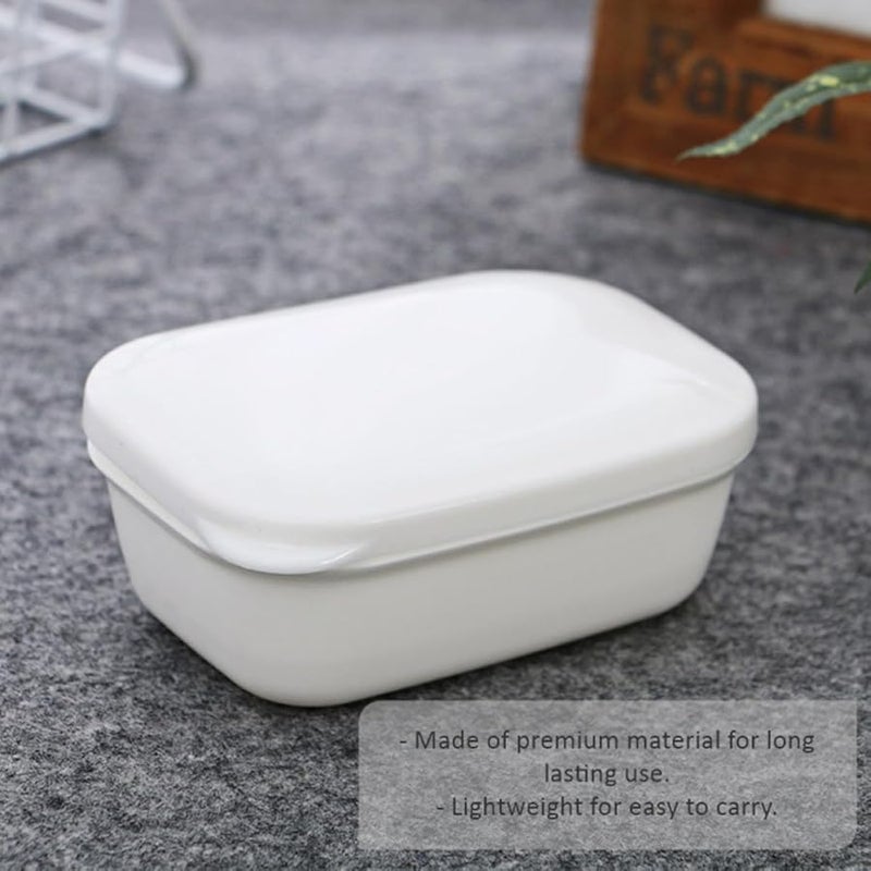 White Plastic Soap Holder and Storage Box Set with Sealed Lid for Bathroom - Image 3