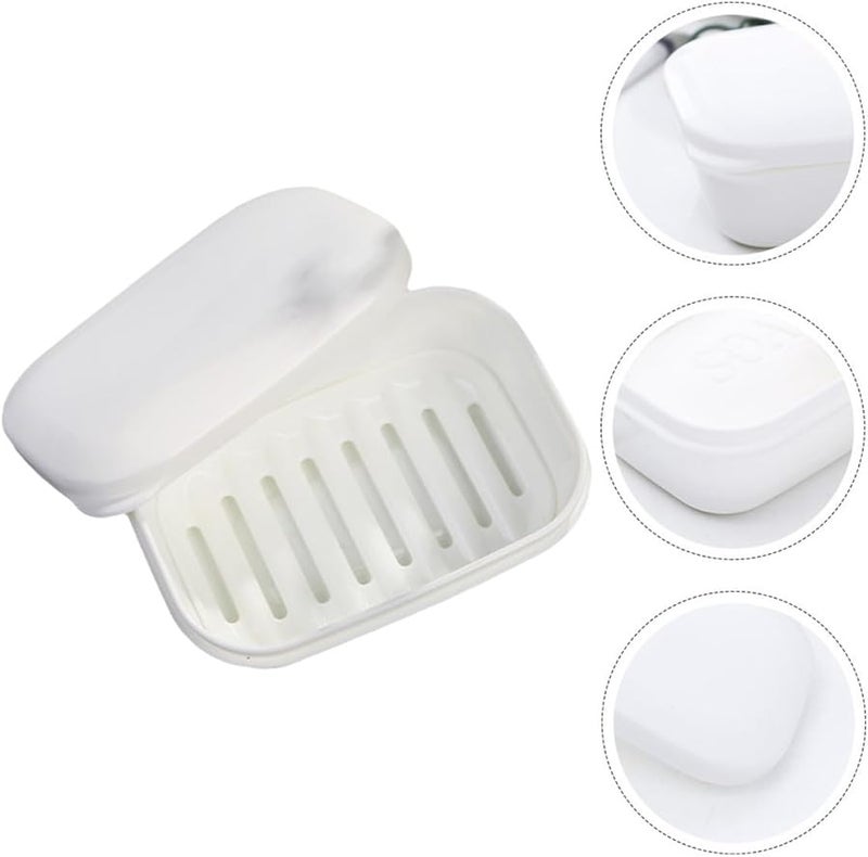 White Plastic Soap Holder and Storage Box Set with Sealed Lid for Bathroom - Image 4