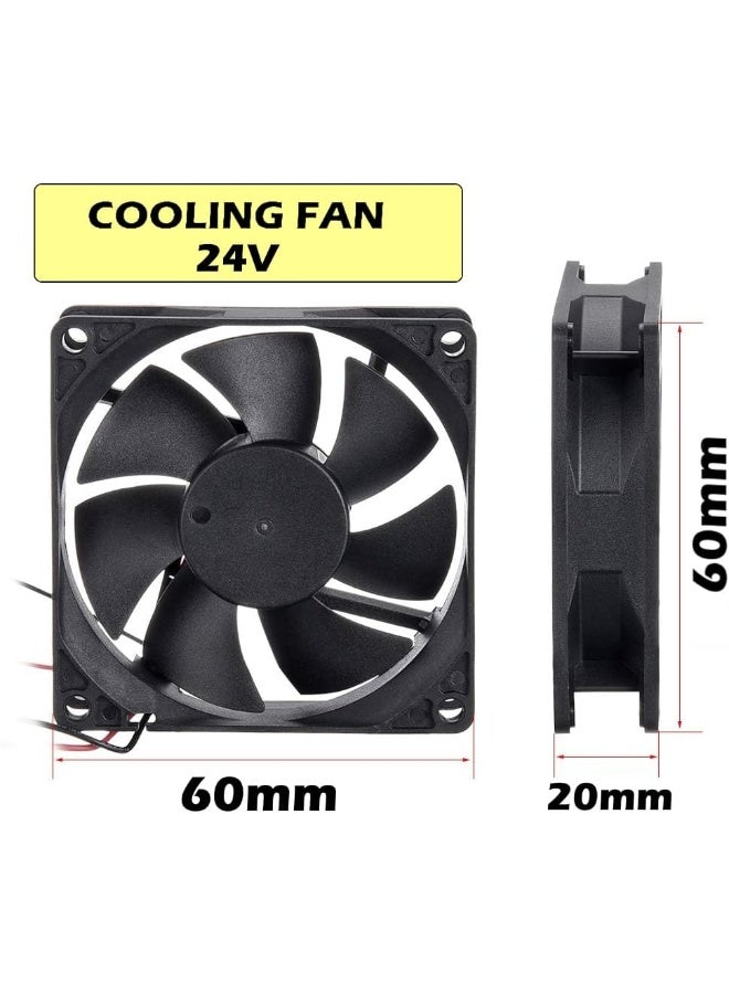 melfi Melfi Silent Brushless Cooling Fan – Ultra-Quiet Fan for CPU, GPU, PC Case, DIY Electronics, Networking & Home Devices Airflow, Long Lifespan, Multi-Purpose Use (24V, 60X60X20mm)  - Image 2