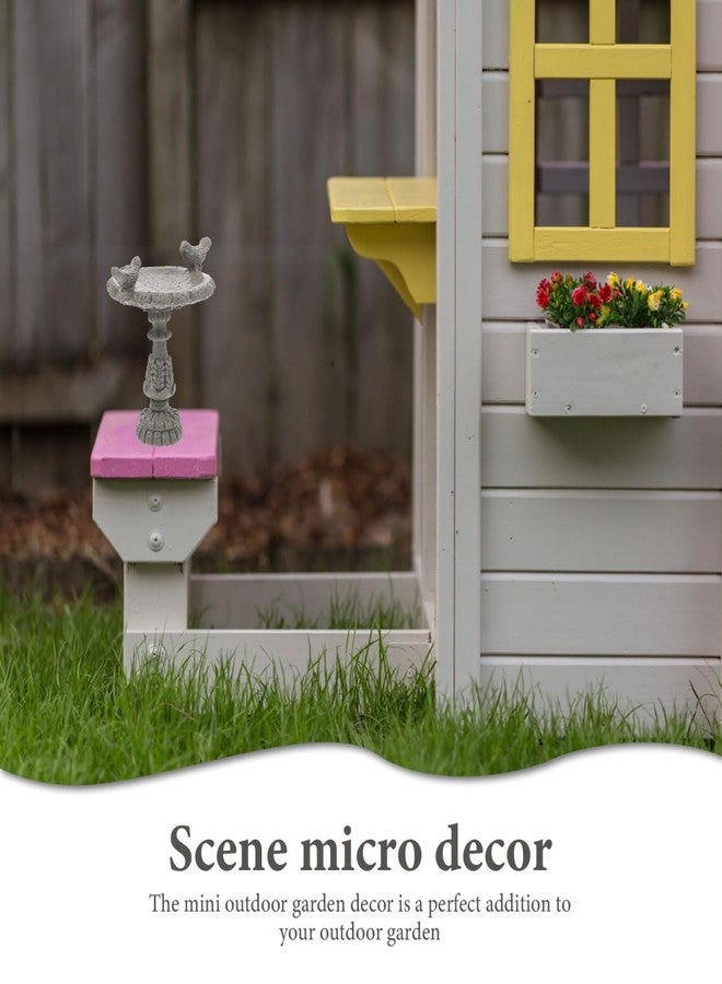 Alasum Miniature Resin Bird Bath Fountain for Dollhouse Garden, 1:12 Scale Outdoor Fairy Garden Decor, Grey Avian Bath with Tiny Birds for Miniature Landscaping and Craft Projects - Image 3