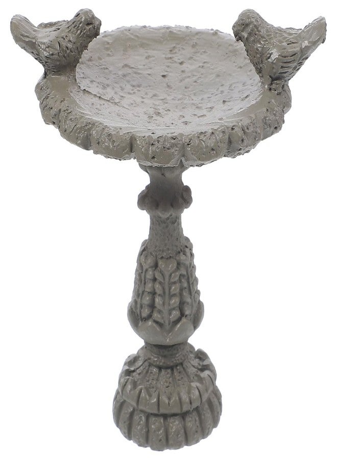 Alasum Miniature Resin Bird Bath Fountain for Dollhouse Garden, 1:12 Scale Outdoor Fairy Garden Decor, Grey Avian Bath with Tiny Birds for Miniature Landscaping and Craft Projects - Image 1