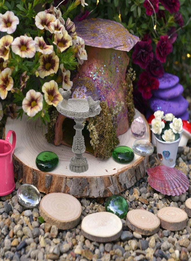 Alasum Miniature Resin Bird Bath Fountain for Dollhouse Garden, 1:12 Scale Outdoor Fairy Garden Decor, Grey Avian Bath with Tiny Birds for Miniature Landscaping and Craft Projects - Image 5