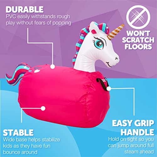 Waddle Large Inflatable Bouncy Hopper - Ride On, Indoor, Outdoor Toys, Bouncy Horse, Toys for Girls and Boys, Durable, Unicorn Toys for Girls, Kids, Adult Toys, Up to 250lbs, Ages 5 and Up (Unicorn) - Image 4