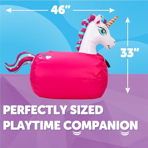 Waddle Large Inflatable Bouncy Hopper - Ride On, Indoor, Outdoor Toys, Bouncy Horse, Toys for Girls and Boys, Durable, Unicorn Toys for Girls, Kids, Adult Toys, Up to 250lbs, Ages 5 and Up (Unicorn) - Image 5