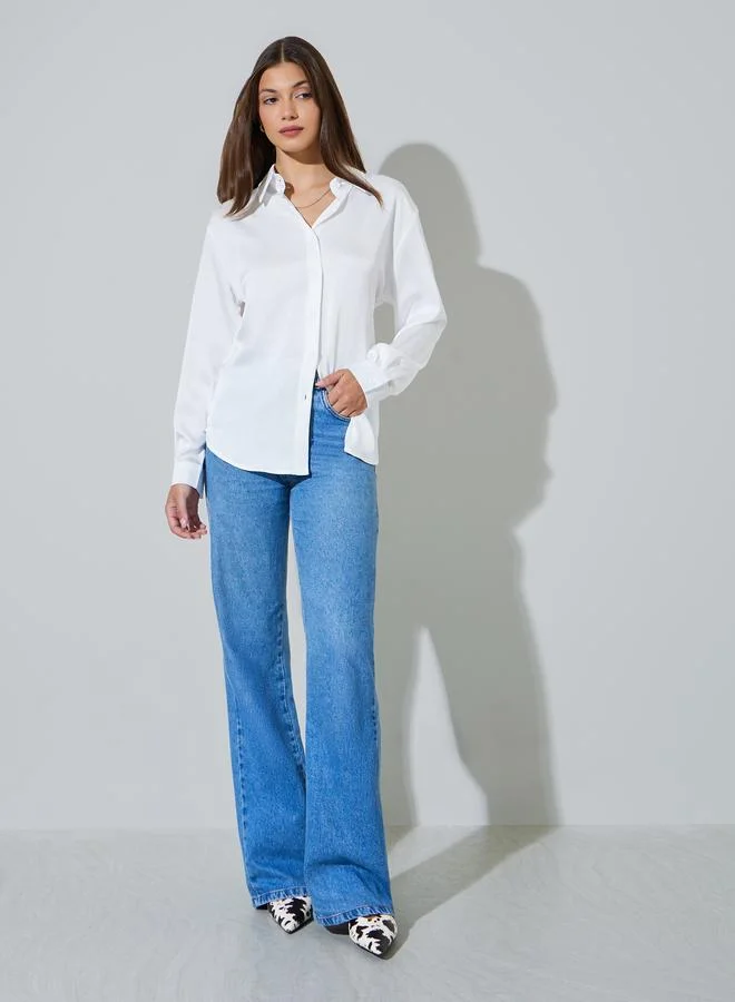 ستايلي White Long Sleeve Classic Button-Up Shirt