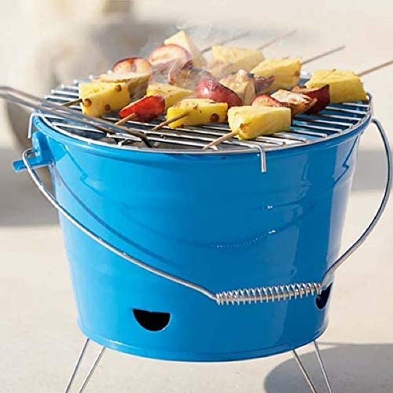 LOMESH LOMESH Portable Bucket Shape Round Camping BBQ Grill Stand Barbecue Stove for Outdoor Cooking and Tailgating Multi Color - Image 5