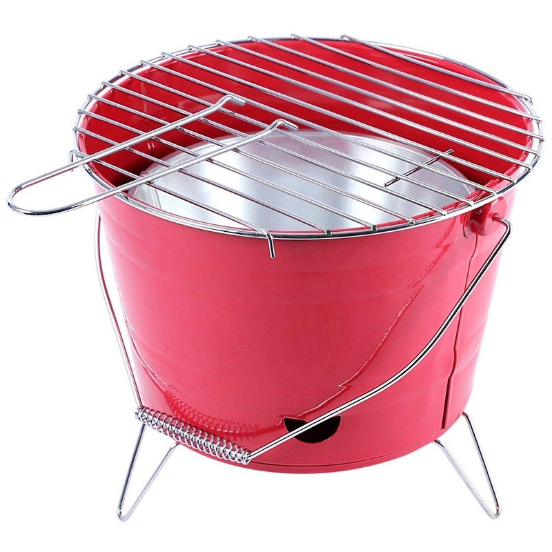 LOMESH LOMESH Portable Bucket Shape Round Camping BBQ Grill Stand Barbecue Stove for Outdoor Cooking and Tailgating Multi Color - Image 3