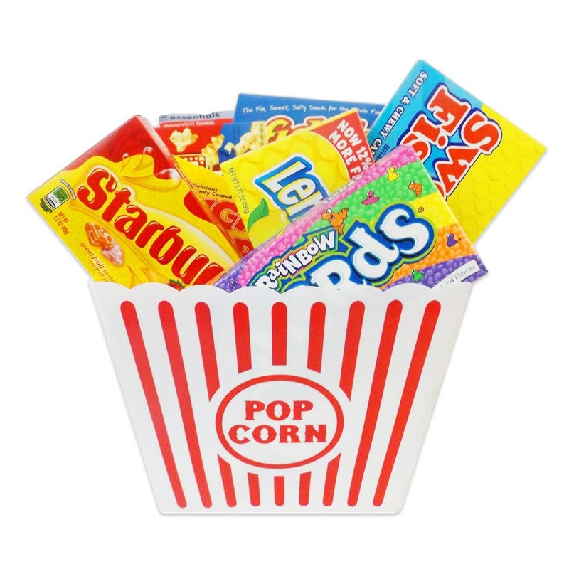 Novelty Place Plastic Red & White Striped Classic Popcorn Containers for Movie Night - 8 "" Square x 7 "" Deep (2 Pack) - Image 4