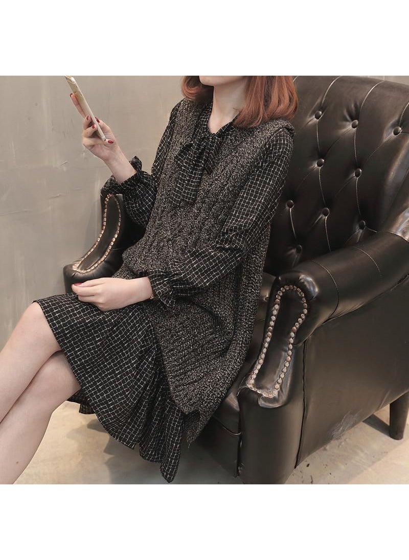Generic Fashionable Knitted Pullovers Set For Women New Arrival Spring Autumn Loose-Fit Plus Size Vest Sweater And Skirt 2-Piece Set Brown vest  - Image 3
