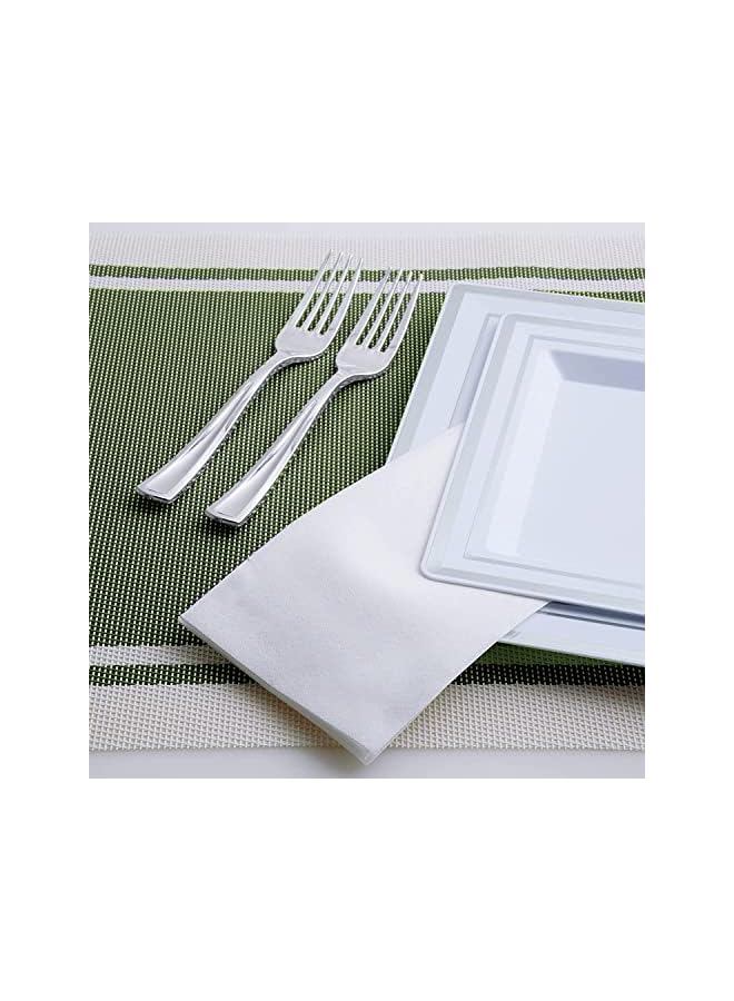 The Bros مناديل يد disposable مزخرفة للحمام، مناديل ورقية تشبه الكتان للضيوف للمطبخ، الحفلات، الزفاف، الذكرى السنوية، العشاء أو الفعاليات، 30 × 43 سم، عبوة من 100 - Image 4