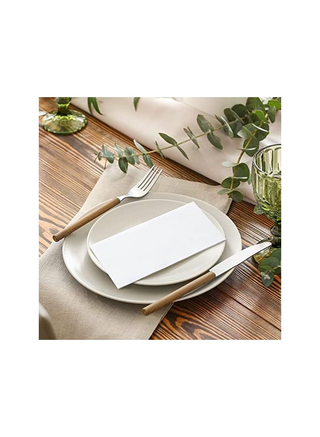 The Bros مناديل يد disposable مزخرفة للحمام، مناديل ورقية تشبه الكتان للضيوف للمطبخ، الحفلات، الزفاف، الذكرى السنوية، العشاء أو الفعاليات، 30 × 43 سم، عبوة من 100 - Image 3