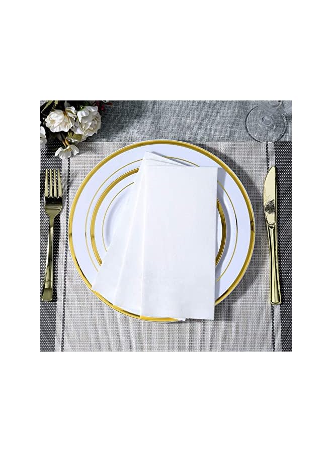 The Bros مناديل يد disposable مزخرفة للحمام، مناديل ورقية تشبه الكتان للضيوف للمطبخ، الحفلات، الزفاف، الذكرى السنوية، العشاء أو الفعاليات، 30 × 43 سم، عبوة من 100 - Image 5