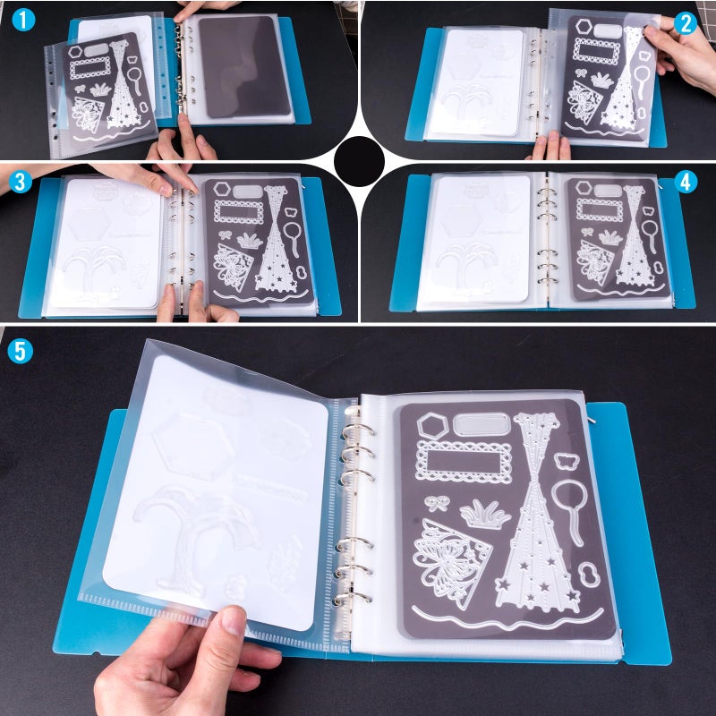 UNIMEIX 60 Pcs Magnetic Sheets for Die Storage with 5 Binder Covers, 2 in 1 Storage Stamp and Die Storage Bags Die Cut Storage Supplies(0.8 mm Thickness) - Image 2