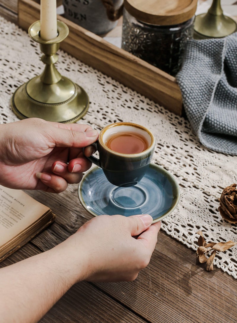 كوب قهوة سيراميك، كوب قهوة تركي، طقم فناجين وصحن مناسب للمنزل والمكتب والمطعم والهدايا والحفلات والحديقة والمنزل ومجموعة شاي بعد الظهر وكوب شاي بالحليب وكوب ماء