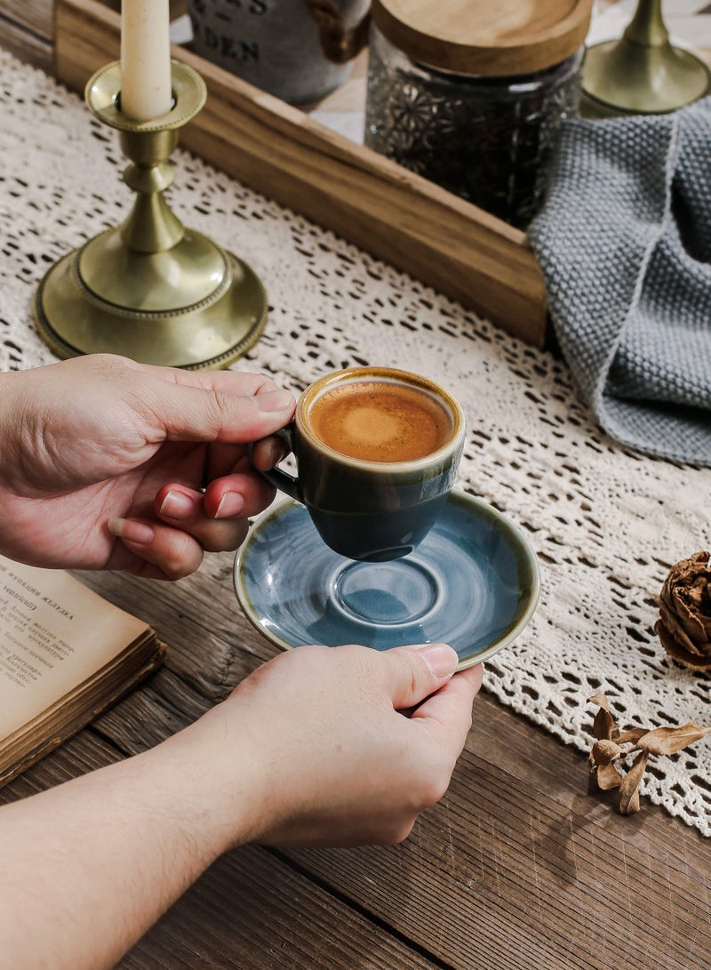 Shuer Ceramic Coffee cup, Espresso cup，Arabic coffee cup，Turkish coffee cup, Cup and Saucer Set Suitable for Home Office Restaurant Gifts Garden Party Home Afternoon Tea Set - Image 2