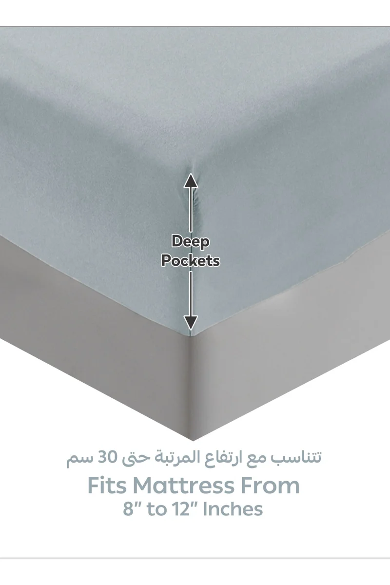 دوناتيلا Bedding Fitted Sheet - Fits 120x200 Cm For Single Bed - 2 Pcs (1 Fitted Sheet and 2 Pillowcases) - 35 Cm Deep Pocket - Solid Bed Sheet