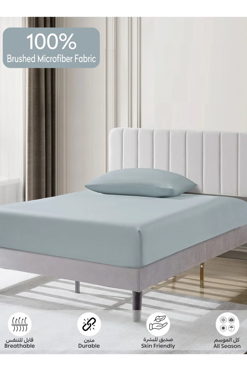 دوناتيلا Bedding Fitted Sheet - Fits 120x200 Cm For Single Bed - 2 Pcs (1 Fitted Sheet and 2 Pillowcases) - 35 Cm Deep Pocket - Solid Bed Sheet