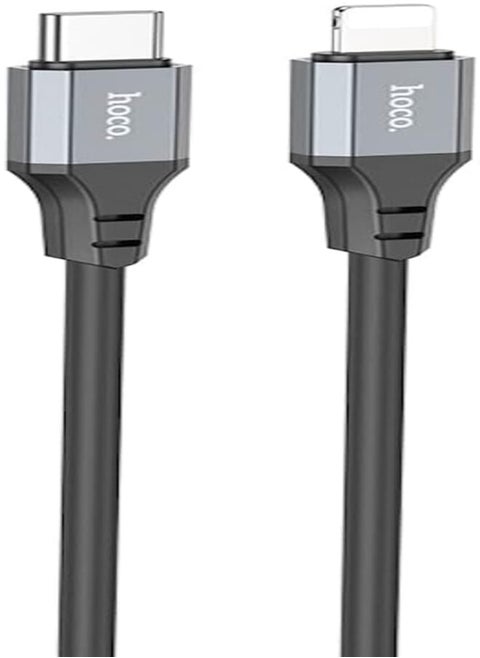 Hoco X86 - Spear PD Silicone Fast Charging And Data Transmittion Cable (20W - 1M), USB-C To Lightning Plug, Compatible With Apple iPhone iPad Airpods - Black