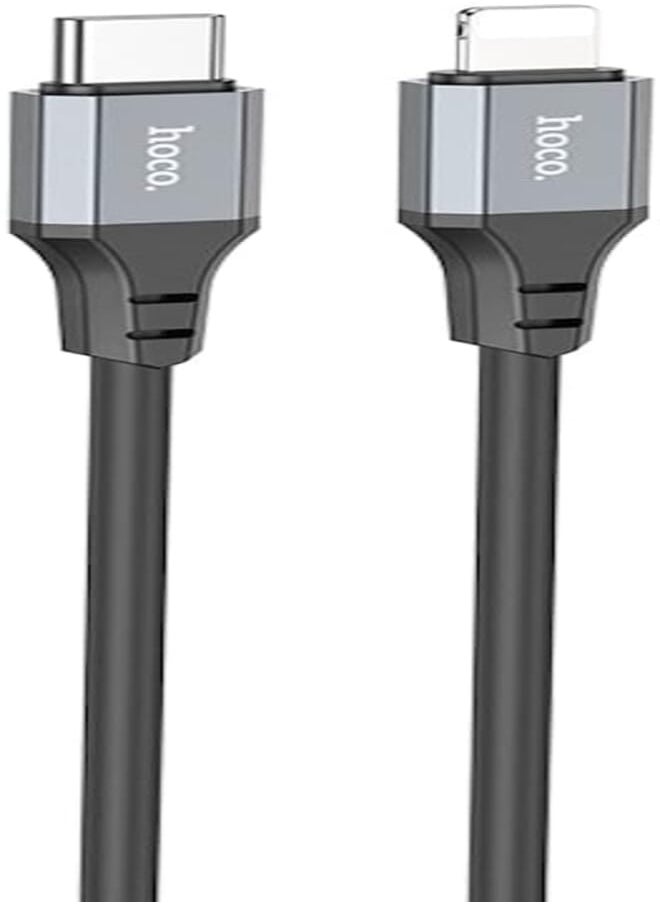 Hoco Hoco X86 - Spear PD Silicone Fast Charging And Data Transmittion Cable (20W - 1M), USB-C To Lightning Plug, Compatible With Apple iPhone iPad Airpods - Black 