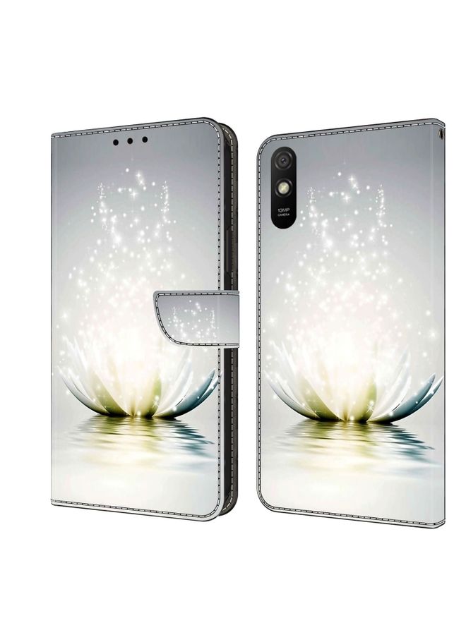 HuHa Case Cover For Xiaomi Redmi 9A Crystal 3D Shockproof Protective Leather Phone Case Light Lotus 